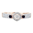 thumbnail image 1 of AFFY Blue & White Natural Diamond Halo Engagement Ring In 10k Rose Gold (0.5 Cttw), 1 of 1