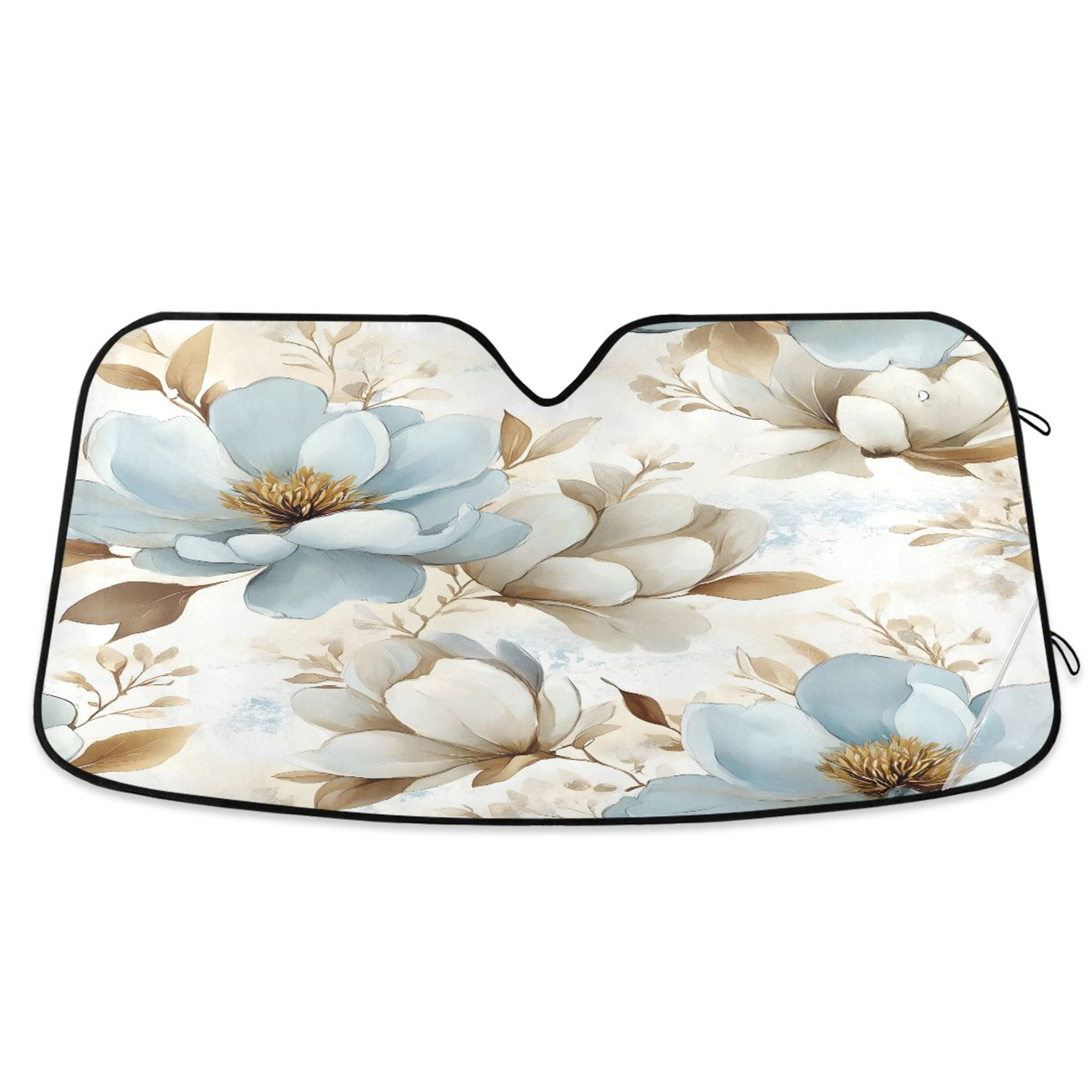 Blue and Beige Magnolias Windshield Sun Shade Automobile Visor ...