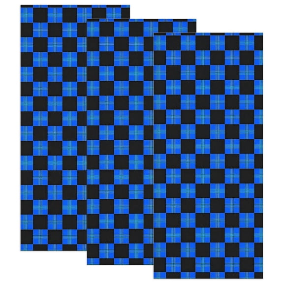 Blue and Black Checkered Pattern 3 Pack Microfiber Multipurpose Towels ...