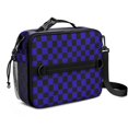 thumbnail image 1 of Blue and Black Checkered Pattern Insulated Lunch Bag with Shoulder Strap and Bottle Holder,Bento School Lunch Bag Box,11x9.5x3.5 Inches, 1 of 4
