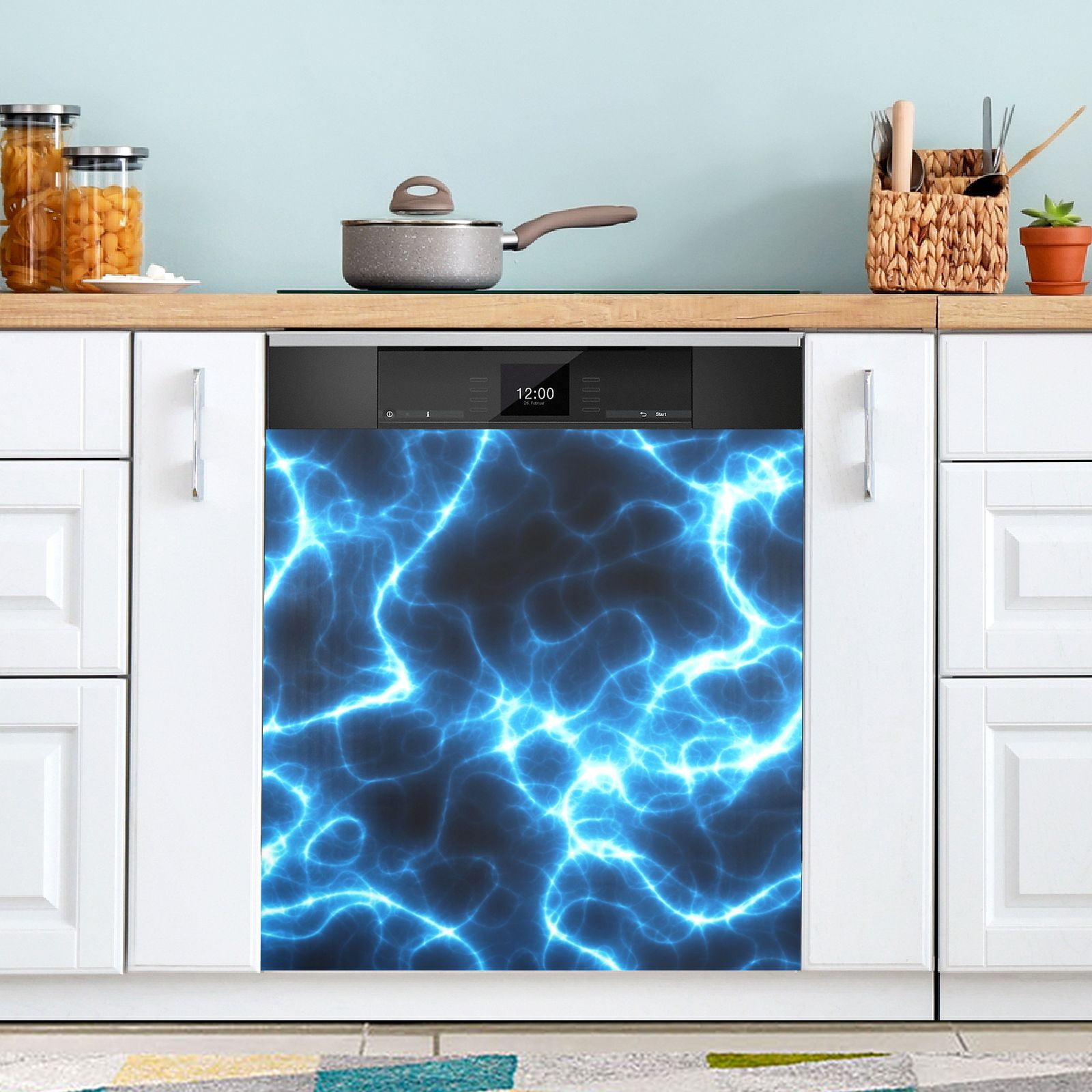 Blue and Black Dishwasher Cover Dishwasher Door