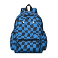 thumbnail image 1 of Blue and Black Wavy Checkered Pattern Backpack for School, Cute School Bag with Adjustable Shoulder Straps and Padded Back, 13.4"x11"x4.7", 1 of 5