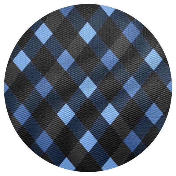 Blue and Blue Rhombus PVC Round Grid Placemat Table Mat 1 Pc 15.4" x 15.4"