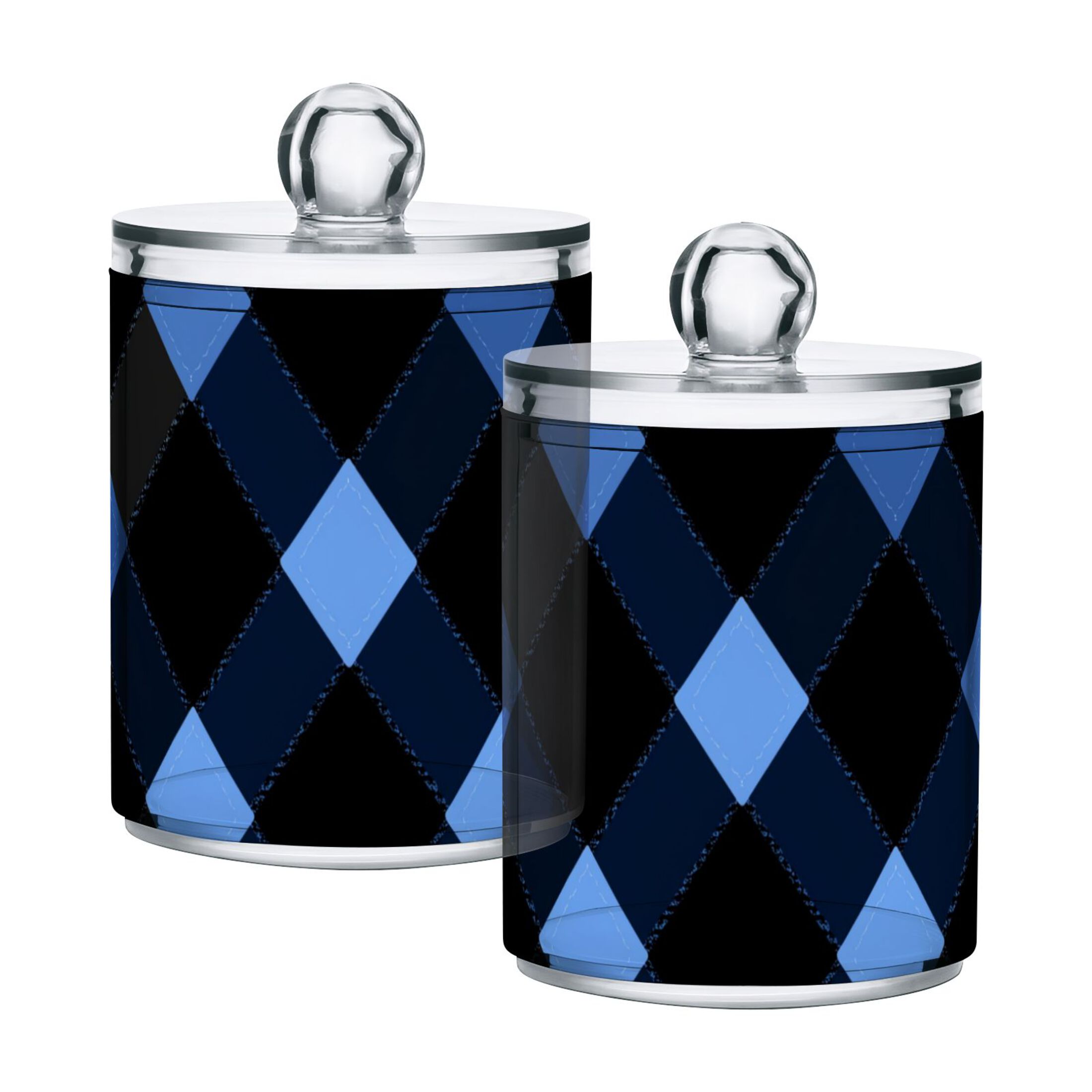 Blue and Blue Rhombus Translucent Plastic Cans Storage Canisters with ...