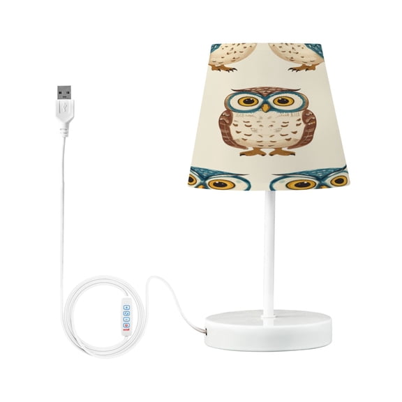 Blue and Brown Owls Desk Lamp LED Table Nightstand Lamps with 3 Color Temperatures for Home Bedroom Living Room Decor 6x11