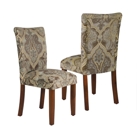 Blue and Brown Paisley Parsons Chair (Set of 2)