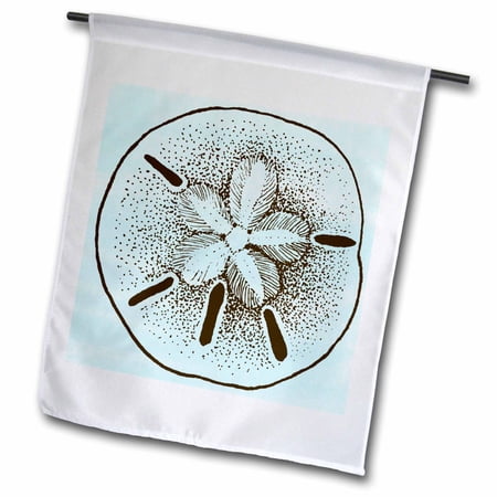 3dRose, Blue and Brown Sand Dollar- Shells- Beach Theme Art, 18 x 27 inch Garden Flag