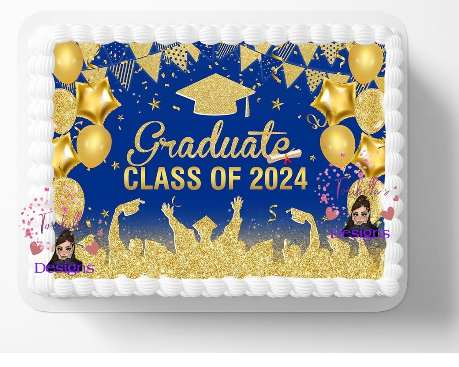 Blue and Class Of 2024 Graduation Grad Graduate Edible Image Edible