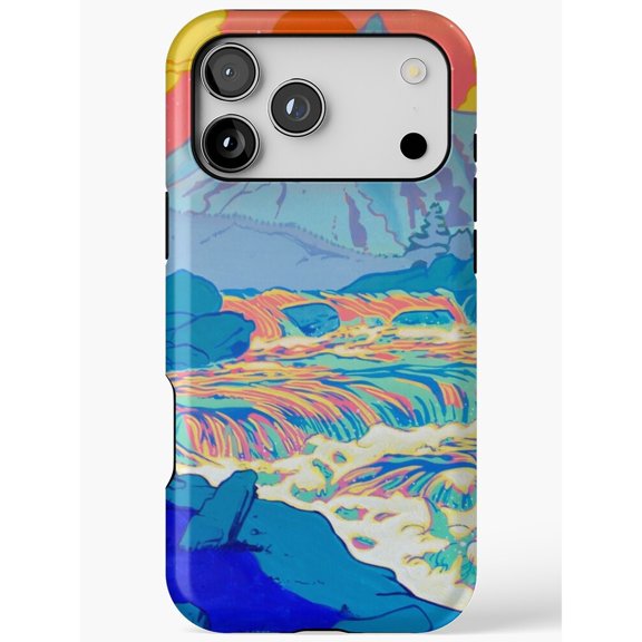 Blue and Coral River Rapids Tough Phone Case, Polycarbonate and TPU, for Select Apple iPhone Models