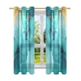 thumbnail image 1 of Blue and Gold Abstract Semi Sheer Curtains for Living Room Bedroom Set of 2 Insulated Window Drapes, 1 of 1