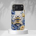 Shell Posster Blue Blue and Gold Beaded Bee and Flowers Tough Case for Apple iPhone ...