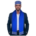 thumbnail image 1 of Blue and Gold Embroidered African Hat and Sash/Scarf, 1 of 3