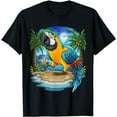 thumbnail image 1 of Blue and Gold Macaw Parrot Drinking Margaritas Vacation Bird T-Shirt, 1 of 5