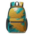 thumbnail image 1 of Blue and Gold Marble Pattern 17" Waterproof Oxford School Backpacks for Teens, S-Shape Padded Straps, for School, Travel, Hiking, Camping, 1 of 5