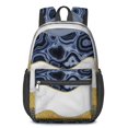 thumbnail image 1 of Blue and Gold Marble Pattern 17" Waterproof Oxford School Backpacks for Teens, S-Shape Padded Straps, for School, Travel, Hiking, Camping, 1 of 5