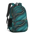 thumbnail image 1 of Blue and Gold Marble Pattern Backpack for School, Cute School Bag with Adjustable Shoulder Straps and Padded Back, 16.9"x12.6"x5.9", 1 of 5