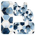 thumbnail image 1 of Blue and Gold Marble Pattern Bathroom Rug Set 4 Piece,Includes Contour,Lid Cover,Bath Mat,Non-Slip Extra Soft Absorbent Washable, 1 of 4