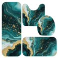 thumbnail image 1 of Blue and Gold Marble Pattern Bathroom Rug Set 4 Piece,Includes Contour,Lid Cover,Bath Mat,Non-Slip Extra Soft Absorbent Washable, 1 of 5