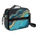 thumbnail image 1 of Blue and Gold Marble Pattern Insulated Lunch Bag with Shoulder Strap and Bottle Holder,Bento School Lunch Bag Box,11x9.5x3.5 Inches, 1 of 5