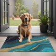 thumbnail image 1 of Blue and Gold Marble Pattern Washable Non Slip Indoor Door Mat, Decorative Entry Rug for Entrance, Bedroom, Kitchen, Bathroom, 20"x32", 1 of 6