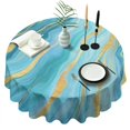 thumbnail image 1 of Blue and Gold Marble Shimmer Streaks Pattern Round Tablecloth 60"x60",Wrinkle Wipeable Table Cloth for Kitchen Dining Room Picnic Patio Party, 1 of 6