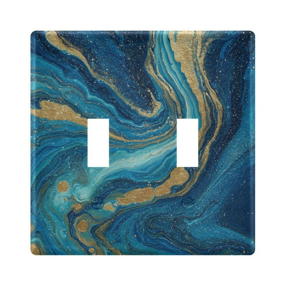 Blue and Gold Ocean Decorative Light Switch Plates Switch Cover Decorative Wall Plates Ideal for Living Room Kitchen Bedroom and Study