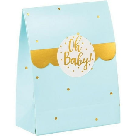Blue and Gold Oh Baby Favor Bags with Stickers(8 Bags)
