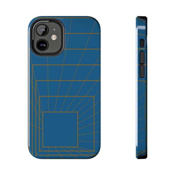 Pink Polar Apple iPhone 12 Mini Blue and Gold Perspective Geometric Pattern Phone Case
