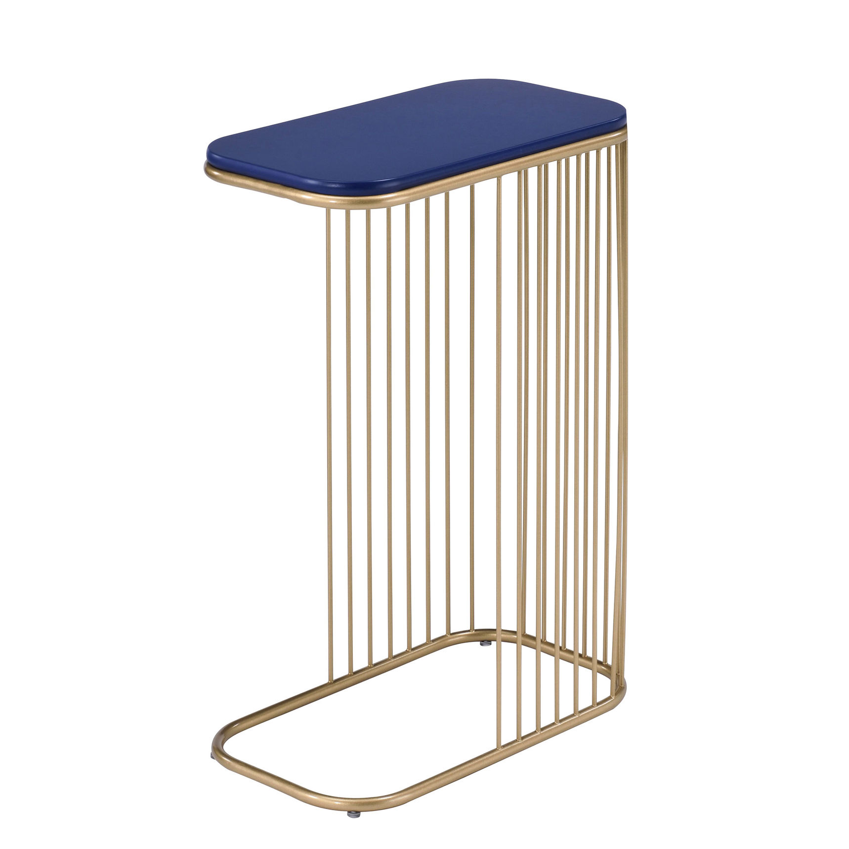 Blue and Gold Rectangular C-Table with Sled Metal Base / Ideal for Use ...