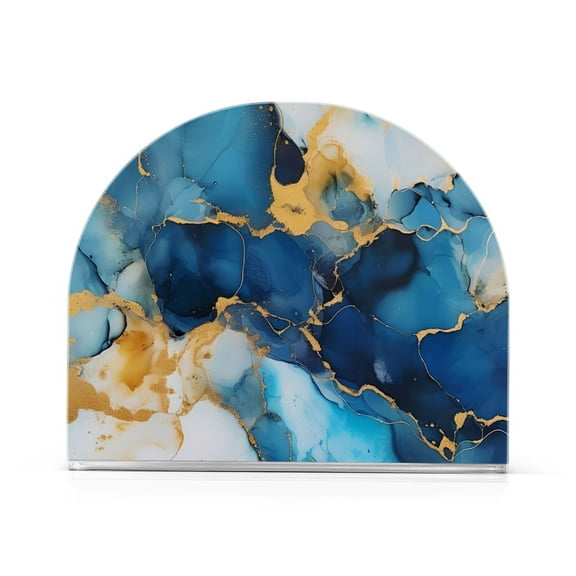 Blue and Golden Marble Acrylic Napkin Holder Clear Paper Tissue Dispenser Kitchen Dining Room Bathroom Party Hotel