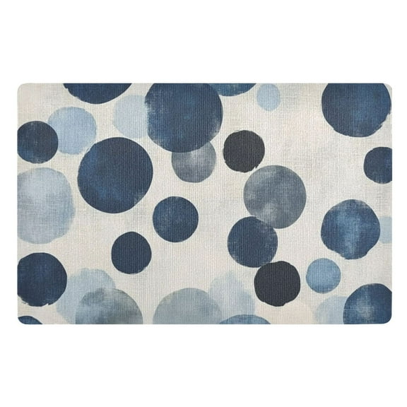 Blue and Gray Circle Floor Door Mat Outdoor Indoor for Home Entrance Welcome Mats 32"x20"