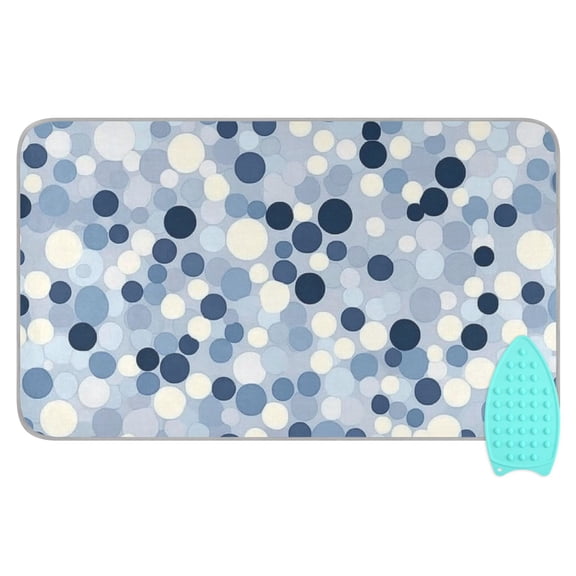 Blue and Gray Dots Ironing Mat Blanket for Table Top Travel Portable Ironing Board Pad 47.2x27.6 Inch
