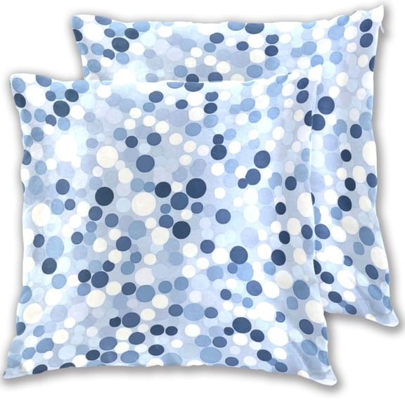 Blue and Gray Dots Throw Pillow Covers 16x16 Inch 2 Packs Decorative Square for Living Room Couch Bed Sofa