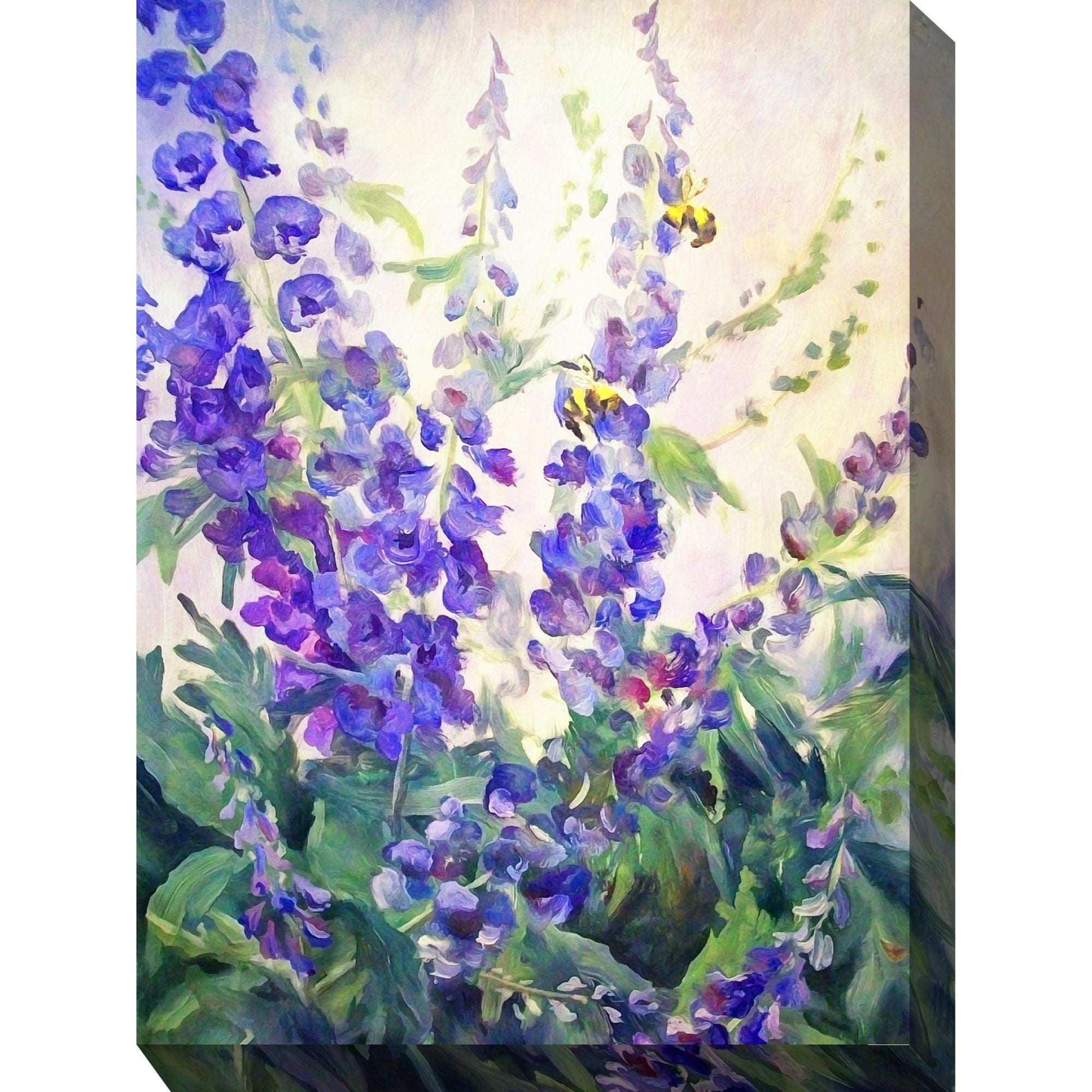 Blue and Green Floral Canvas Print for Indoor/Outdoor Use