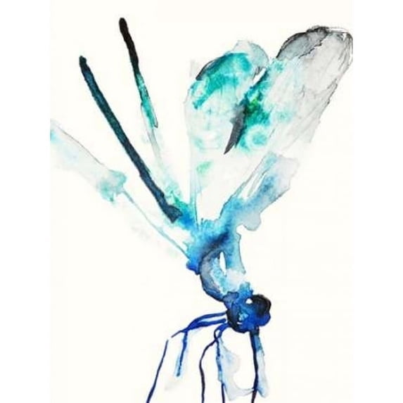 Blue and Green Dragonfly Poster Print by Karin Johannesson