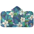 thumbnail image 1 of Blue and Green Floral Hooded Beach Towel Kids Bath Towels Quick Dry for Pool Swiming 50" x 23.5" Microfiber Soft Bathrobe, 1 of 7