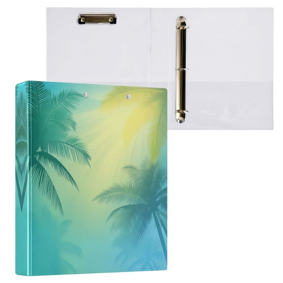 Blue and Green Gradient 3 Ring Hardcover Binders 1.5in Round Rings for Letter-Size Folder Paper Organizer Pockets for Office Student Recipe