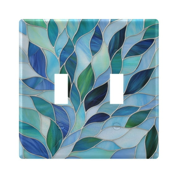 Blue and Green Leaves Decorative Light Switch Plates Switch Cover Decorative Wall Plates Ideal for Living Room Kitchen Bedroom and Study