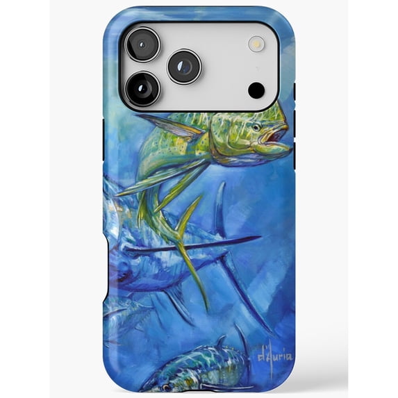 Blue and Green Mahi-Mahi and Marlin Ocean Tough Phone Case, Dual-Layer ...