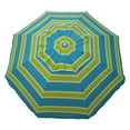 thumbnail image 1 of Blue and Green Stripe 7 foot Beach Umbrella with Tilt and Travel Bag, 1 of 10