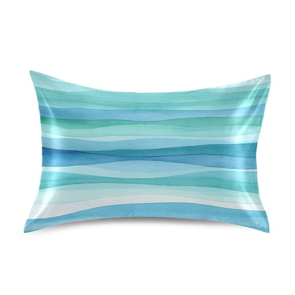 Blue and Green Waves Luxury Silky Soft Pillowcase Standard Size Wrinkle Resistant Envelope Closure 20x26in