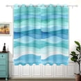 thumbnail image 1 of Blue and Green Waves Thermal Blackout Curtains 63x55 Inch 2 Panels Grommet Window Drapes for Bedroom Living Room, 1 of 5