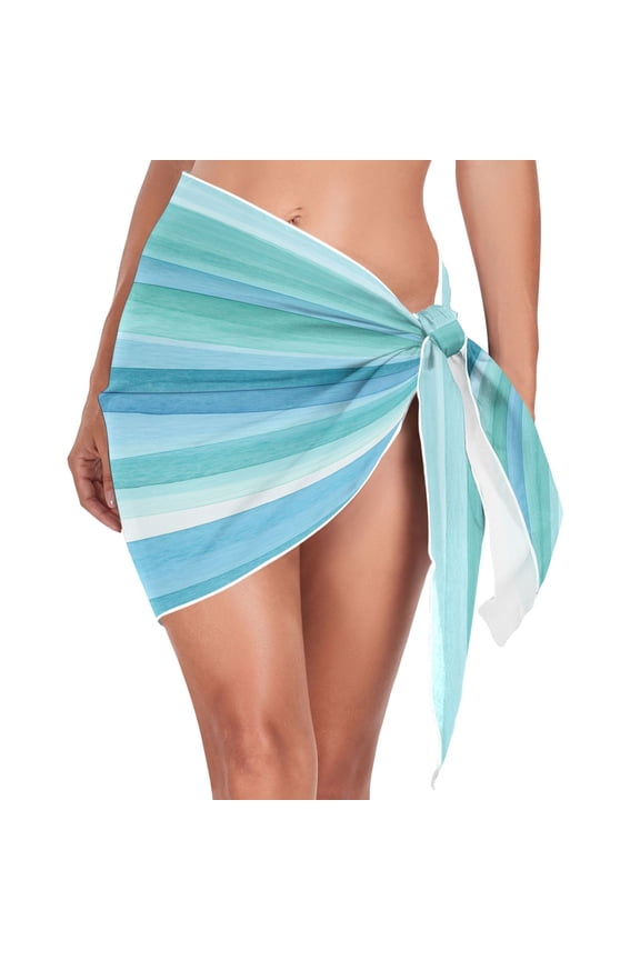 Blue and Green Waves Triangle Beach Wrap Women's Swimwear Cover Up Sun Protection Quick Dry Summer Fashion Versatile Use