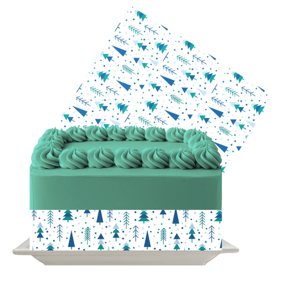Blue and Green Woods Edible Cake Wrap | Nature Forest Icing Sheet | Scenic Cake Decor