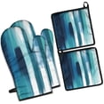 thumbnail image 1 of Blue and Grey Abstract Art Artwork Kitchen Oven Mitt and Pot Holder Sets 4 Pcs for Baking, Cooking and Grilling, Heat Resistant Up To 392 °F, 1 of 7