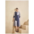 thumbnail image 1 of Blue and Grey Color-Blocked Poplin A-Line Dress, 1 of 5