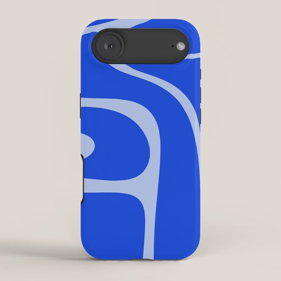 Blue and Light Gray Curved Geometric Tough Phone Case for Select Apple ...