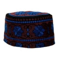thumbnail image 1 of Blue and Maroon Kufi Crown Ornate Embroidered Rigid Prayer Cap-58, 1 of 3