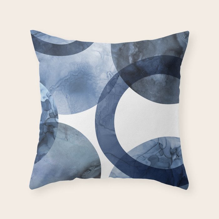 Blue and Navy Watercolor Overlapping Circles, Polyester Velvet Throw ...