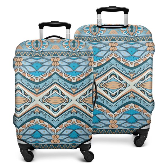 Blue and Orange Floral Boho Pattern Luggage Cover Fashion Suitcase Cover Baggage Covers Fit 25-28 Inch Luggage (Go Travel)